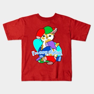 Cute cat with phrase "I´m very stylish". Kids T-Shirt